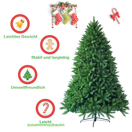 Sapin de Noël artificiel de 225 cm, aiguilles en PVC, vert