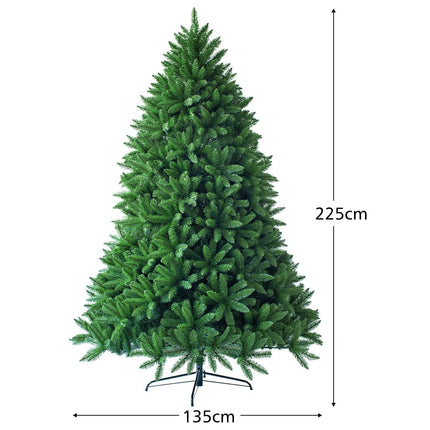 Sapin de Noël artificiel de 225 cm, aiguilles en PVC, vert