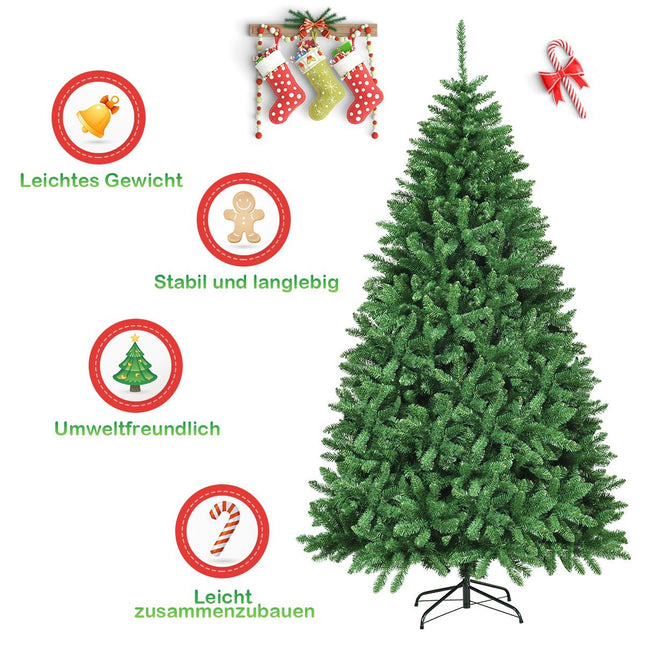 Sapin de Noël artificiel avec support en métal, 225 cm, sapin artificiel de Noël vert