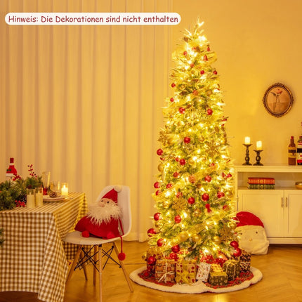 Sapin de Noël crayon pré-illuminé de 225 cm avec branches floquées de neige