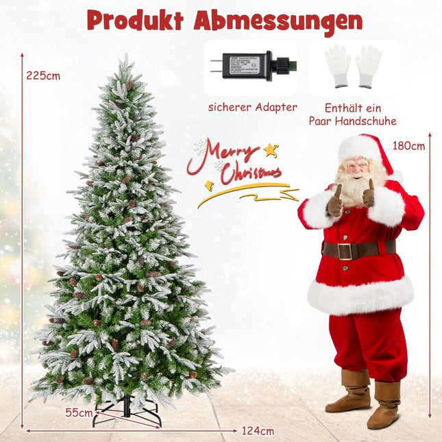 Sapin de Noël enneigé pré-illuminé de 225 cm avec lumières LED
