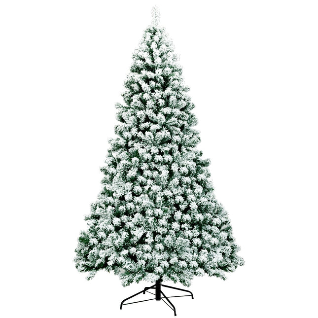 Sapin de Noël enneigé pré-illuminé de 225 cm avec support en métal
