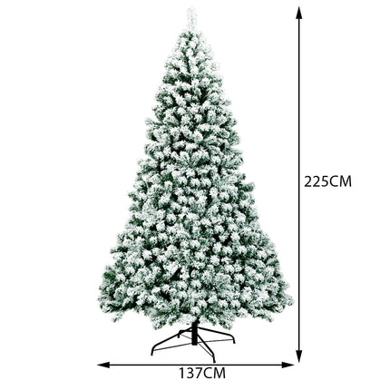 Sapin de Noël enneigé pré-illuminé de 225 cm avec support en métal