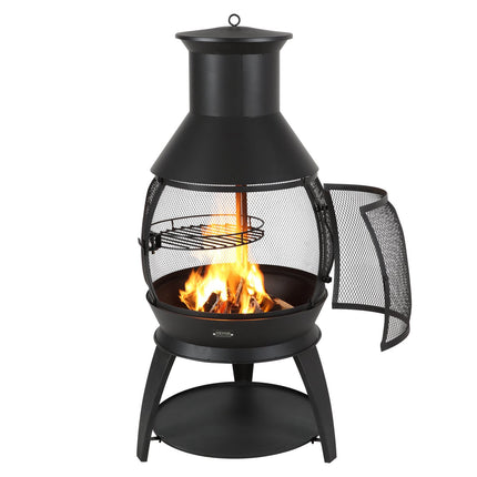 22-Inch Iron Wood-Burning Chiminea Fire Pit With Grill