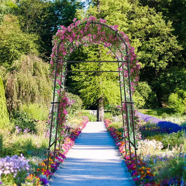 Arche de jardin de 230 cm de hauteur pour plantes grimpantes avec structure métallique revêtue PE, aide à la montée