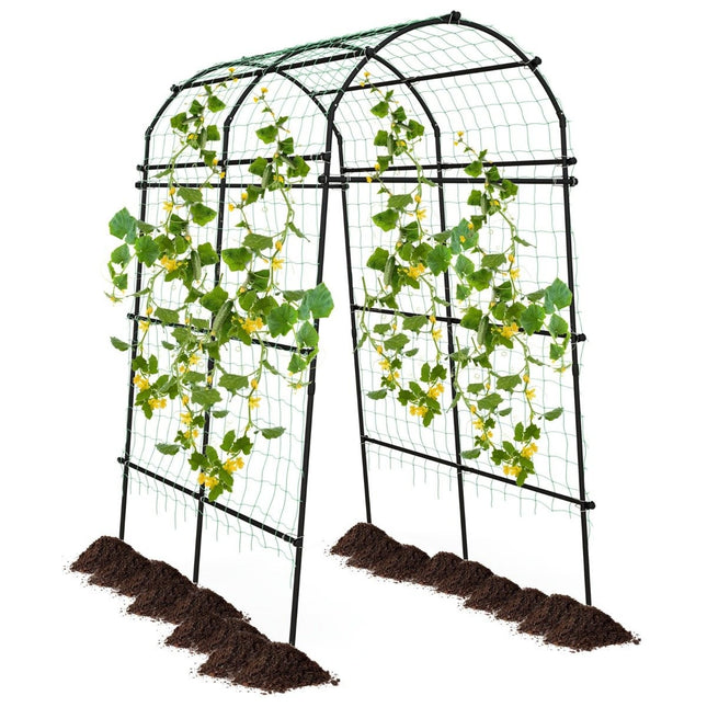 Arche de jardin de 230 cm de hauteur pour plantes grimpantes avec structure métallique revêtue PE, aide à la montée