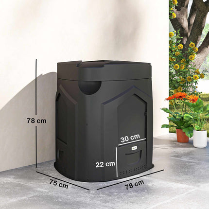 Composteur de jardin 240L, fond ouvert, 3 portes d'accès