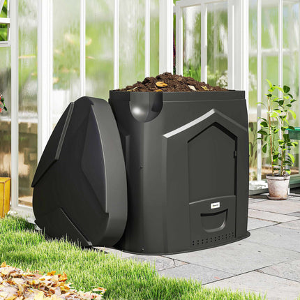Composteur de jardin 240L, fond ouvert, 3 portes d'accès