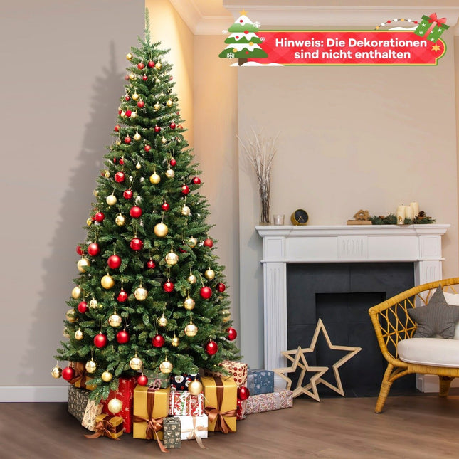 Sapin de Noël artificiel de 240 cm avec éclairage pour coin à 270°, sapin de Noël artificiel pour la maison, vert