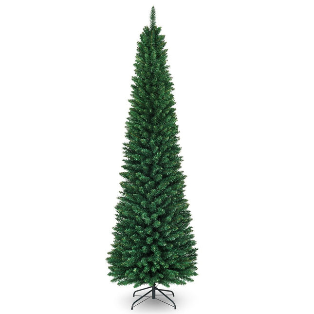 Arbre de noël artificiel en forme de crayon, 240cm, aiguilles en PVC de haute qualité, vert