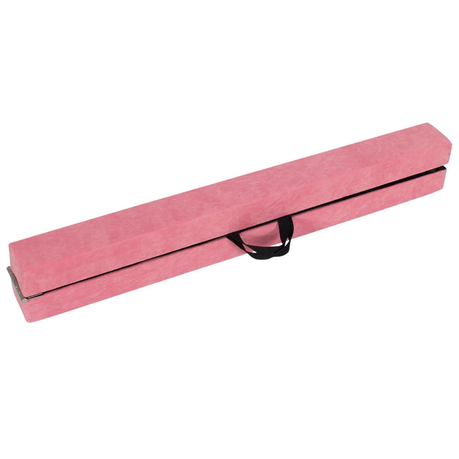 Poutre de gymnastique pliable de 240 cm avec revêtement en daim rose