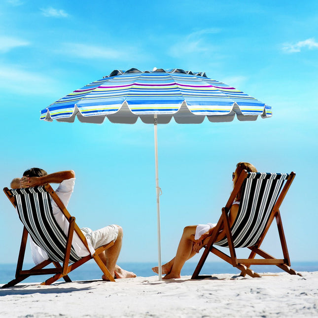243cm Strandschirm Outdoor-Sonnenschirm Strandschirm Aluminium neigbarer Terrassenschirm - Hellblau