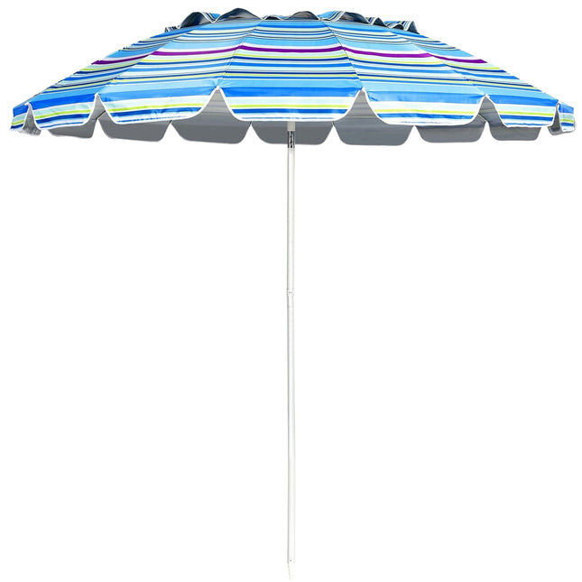 243cm Strandschirm Outdoor-Sonnenschirm Strandschirm Aluminium neigbarer Terrassenschirm - Hellblau