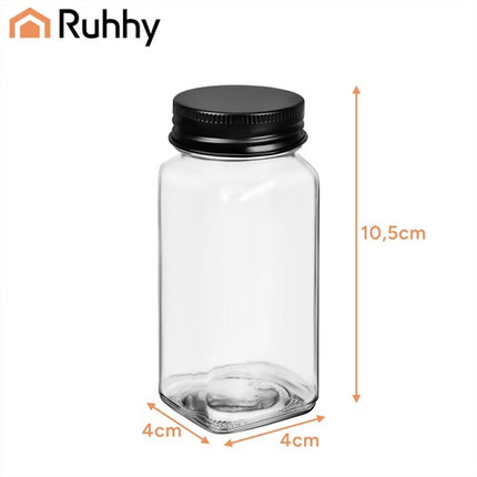 Ensemble de 24 pots à épices en verre avec étiquettes, 120 ml chacun