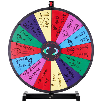 24-Inch Spinning Prize Wheel, 14 Slots, Tabletop, Dry Erase