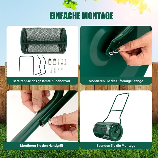 Épandeur de tourbe à compost de 24 po de hauteur avec poignée en forme de U améliorée