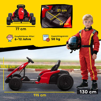 24V Elektro-Gokart, Drift-Modus, verstellbarer Sitz, 6–12 Jahre