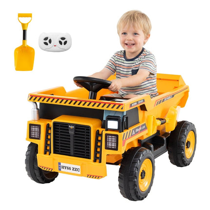 Camion-benne électrique pour enfants 24 V avec télécommande, jaune