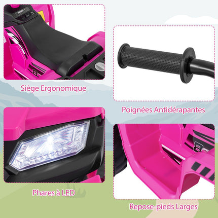 Quad électrique enfant 24 V, 2 vitesses, musique sans fil, rose