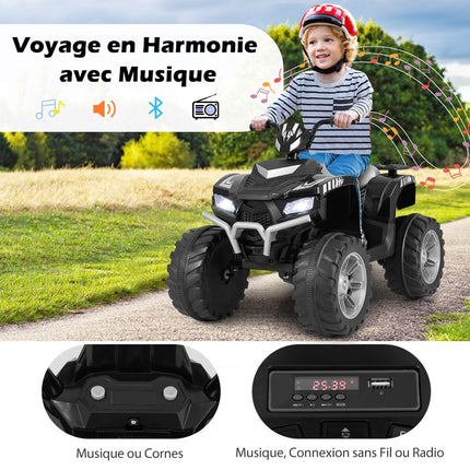 Quad électrique pour enfants 24 V, musique sans fil, 2 vitesses