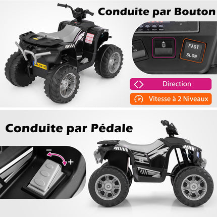 Quad électrique pour enfants 24 V, musique sans fil, 2 vitesses