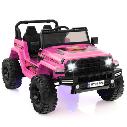 Voiture électrique pour enfants 24 V, 2 places, rose, USB et musique