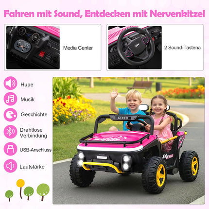 Camion électrique pour enfants 24 V, 2 places, rose
