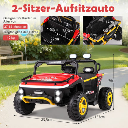 Camion électrique pour enfants 24 V, 2 places, télécommande, rouge