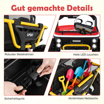 Camion électrique pour enfants 24 V, 2 places, télécommande, rouge