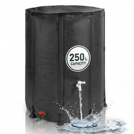 Réservoir d'eau pliable de 250 L – Noir, PVC, couvercle zippé
