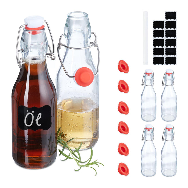 Bécher de 250 ml avec couvercle à pince en pack de 6