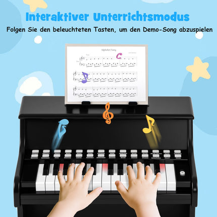 25-Tasten Kinder Digitalpiano, Einstellbare Geschwindigkeit, Schwarz
