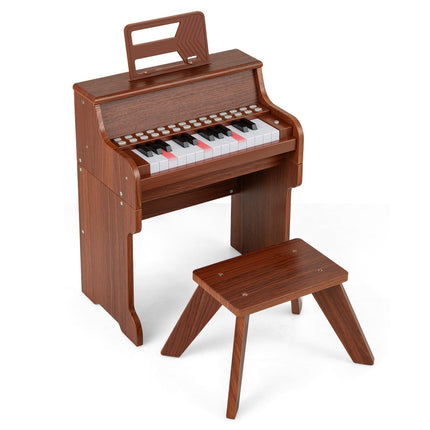 Piano numérique pour enfants à 25 touches avec tabouret, marron