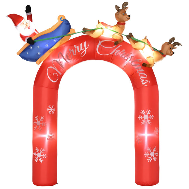 Aufblasbarer 270 cm Weihnachtsbogen mit Weihnachtsmann und LED-Beleuchtung