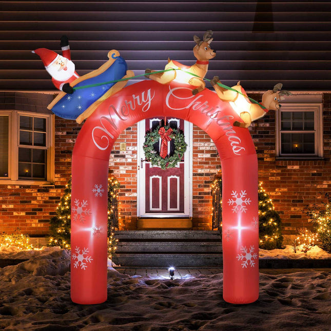Aufblasbarer 270 cm Weihnachtsbogen mit Weihnachtsmann und LED-Beleuchtung