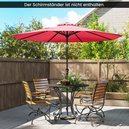 Parasol de terrasse rouge de 270 cm, inclinable et à manivelle, protection UV