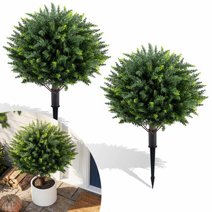 Arbres topiaires artificiels en cyprès de 27,5 pouces, avec pointes