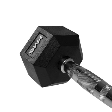 Haltère hexagonale de 27,5 kg - Revêtement en caoutchouc, conception anti-roulement