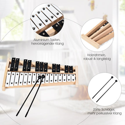 27-Ton-Xylophon mit 2 Schlägeln und Tragetasche Glockenspiel Handpercussion Percussion