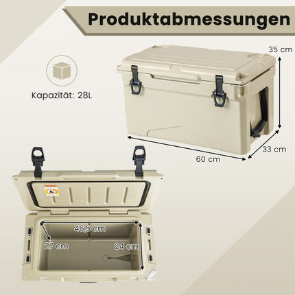 Glacière portable de 28 L avec ouvre-bouteille et poignées
