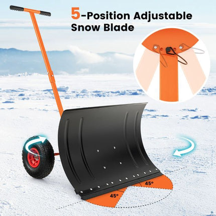 29-Zoll Schneeschieber, verstellbarer Griff, 10-Zoll Räder