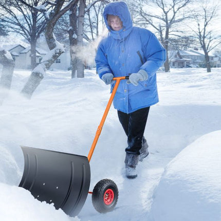 29-Zoll Schneeschieber, verstellbarer Griff, 10-Zoll Räder