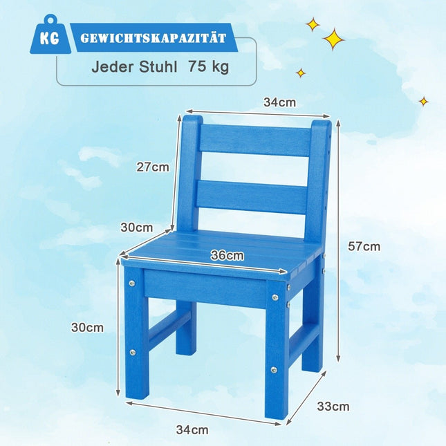 2 Kinderstühle für drinnen &amp; draußen, wetterfest, robust, Lernstuhl für Kleinkinder, blau
