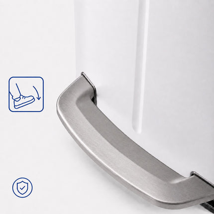 2-Compartment Pedal Bin 2 x 20 L with Soft-Close Lid, White