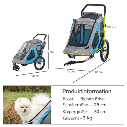 Haustierfahrradanhänger, 2-in-1 Hundetragetasche, atmungsaktives Oxford-Gewebe
