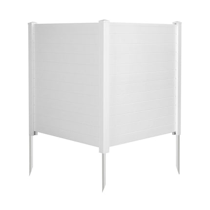 2 Stk. Gartenzaun mit Pfosten und Schutzkappen, 124 cm hoch, PVC Sichtschutzzaun, Steckzaun, weiß