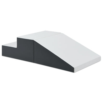 2 pièces. Blocs de construction souples en mousse pour escaliers et rampe, jouet d'escalade pour tout-petits, blanc + gris