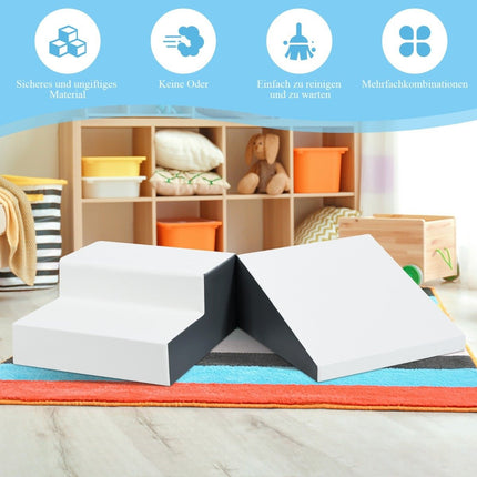 2 pièces. Blocs de construction souples en mousse pour escaliers et rampe, jouet d'escalade pour tout-petits, blanc + gris