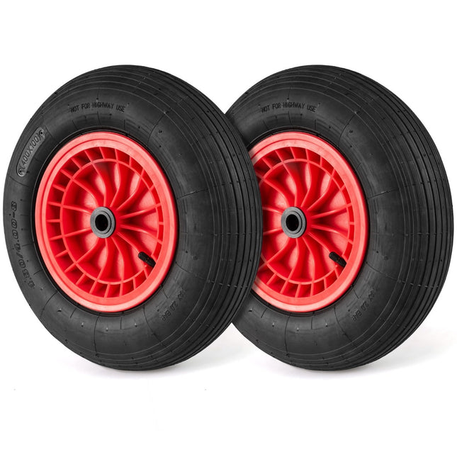 Lot de 2 pneus de brouette 4.80/4.00-8, roues en caoutchouc de 40 cm