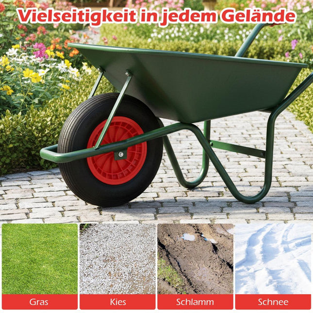 Lot de 2 pneus de brouette 4.80/4.00-8, roues en caoutchouc de 40 cm